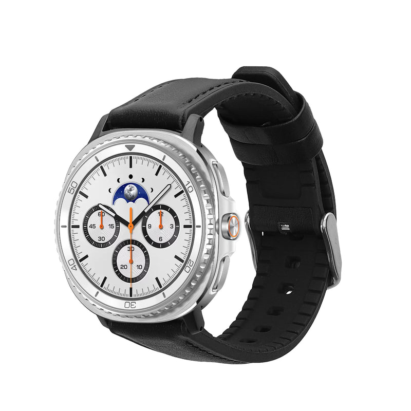 kwmobile Ersatzarmband kompatibel mit Samsung Galaxy Watch 8 Galaxy / Galaxy Watch 8 Classic 46mm Armband - Fitnesstracker Sportarmband aus Leder mit Uhrenverschluss - Schwarz Schwarz  [dsg02]