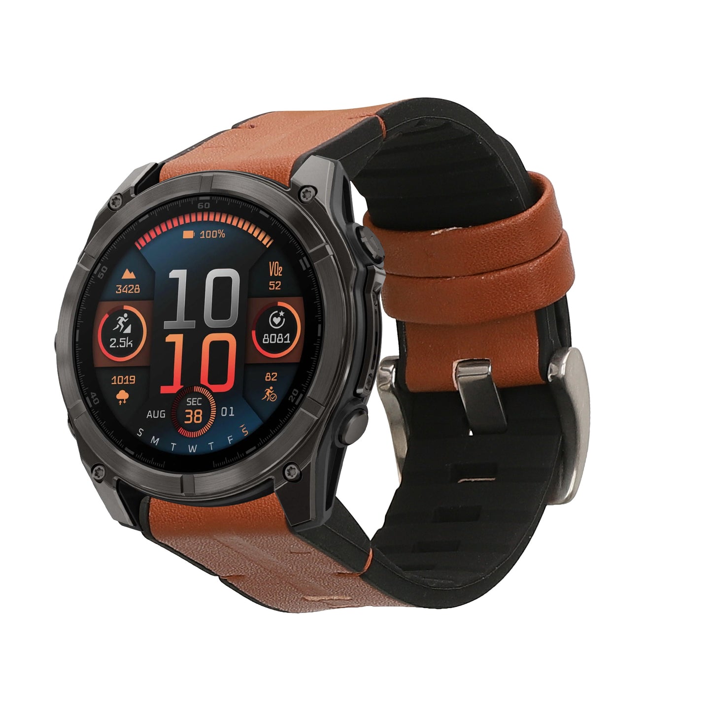 kwmobile Ersatzarmband kompatibel mit Garmin 22mm Fenix 8 47mm / Tactix 8 47mm / Instinct 45mm / Epix Armband - Fitnesstracker Sportarmband aus Leder mit Uhrenverschluss - Braun Schwarz Braun  [dsg01]