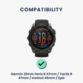 kwmobile Watch Strap for Garmin 22mm Fenix 8 47mm / Tactix 8 47mm / Instinct 45mm / Epix Strap - Replacement Strap for Fitness Tracker with Watch Clasp - Smartwatch Replacement Strap