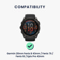 kwmobile Watch Strap for Garmin 20mm Fenix 8 43mm / Fenix 7S / Fenix 6S / Epix Pro 42mm Watchband Replacement Strap for Fitness Tracker with Watch Clasp Smartwatch