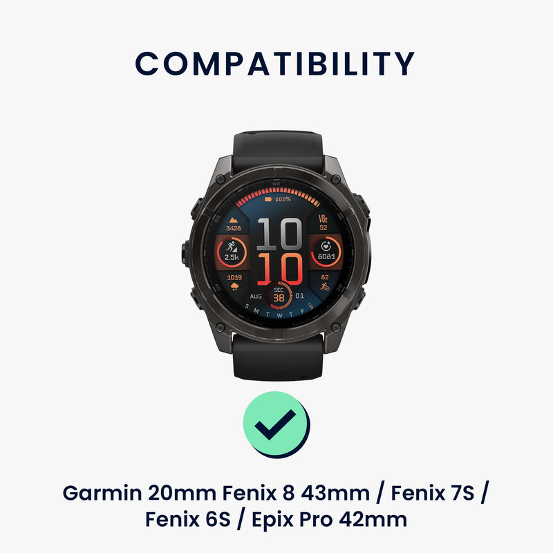 kwmobile Watch Strap for Garmin 20mm Fenix 8 43mm / Fenix 7S / Fenix 6S / Epix Pro 42mm Watchband Replacement Strap for Fitness Tracker with Watch Clasp Smartwatch