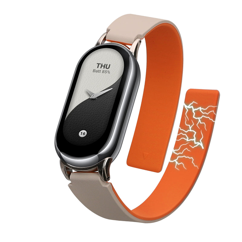 kwmobile Ersatzarmband kompatibel mit Xiaomi Mi Band 10 / Mi Band 9 / 8 Armband - Fitnesstracker Silikon Band mit Magnetverschluss Weiß Orange Weiß  [dsg01]