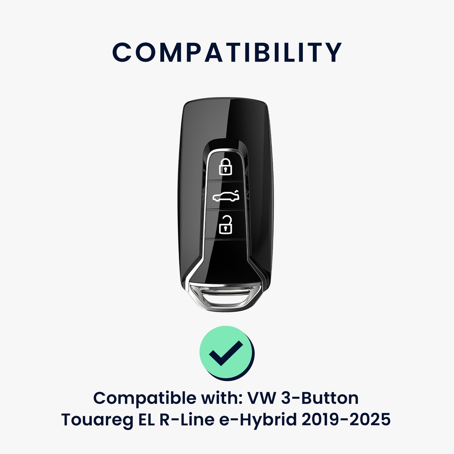 kwmobile Car Key Cover compatible with VW 3-Button Touareg EL R-Line e-Hybrid 2019-2025 Car Key