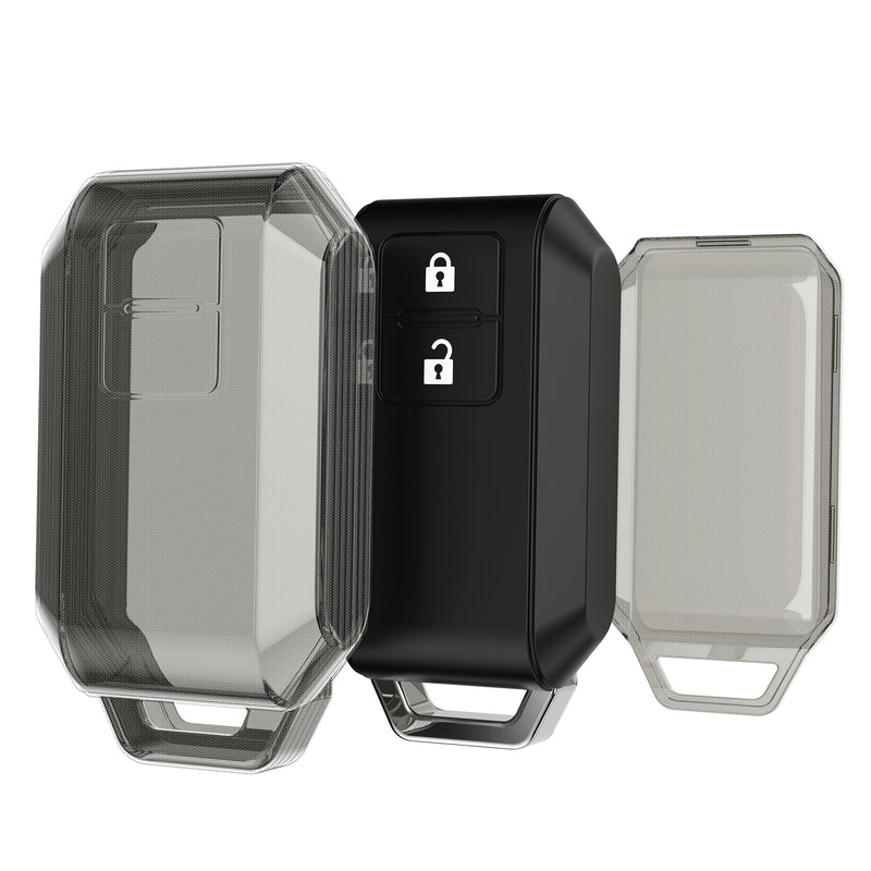 kwmobile Autoschlüssel Hülle kompatibel mit Suzuki 2-Tasten Autoschlüssel Keyless Go - Schlüsselhülle Silikon Cover - Schwarz Transparent Schwarz  [dsg01]