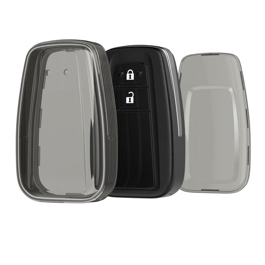 kwmobile Autoschlüssel Hülle kompatibel mit Toyota 2-Tasten Smart Key Autoschlüssel - Schlüsselhülle Silikon Cover - Schwarz Transparent Schwarz  [dsg01]