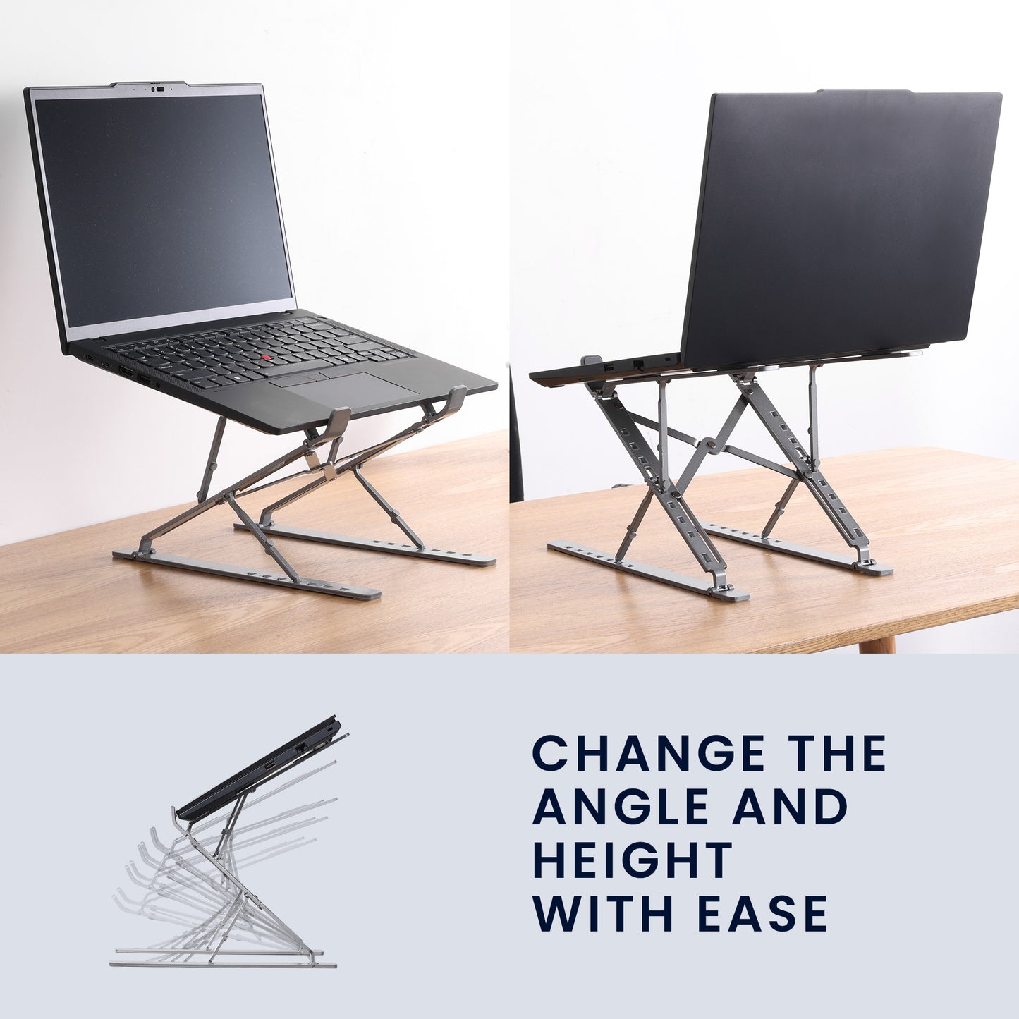 kwmobile Stand for PC and Tablet - Adjustable Laptop Holder - Compact Tablet Holder - Portable Laptop Stand