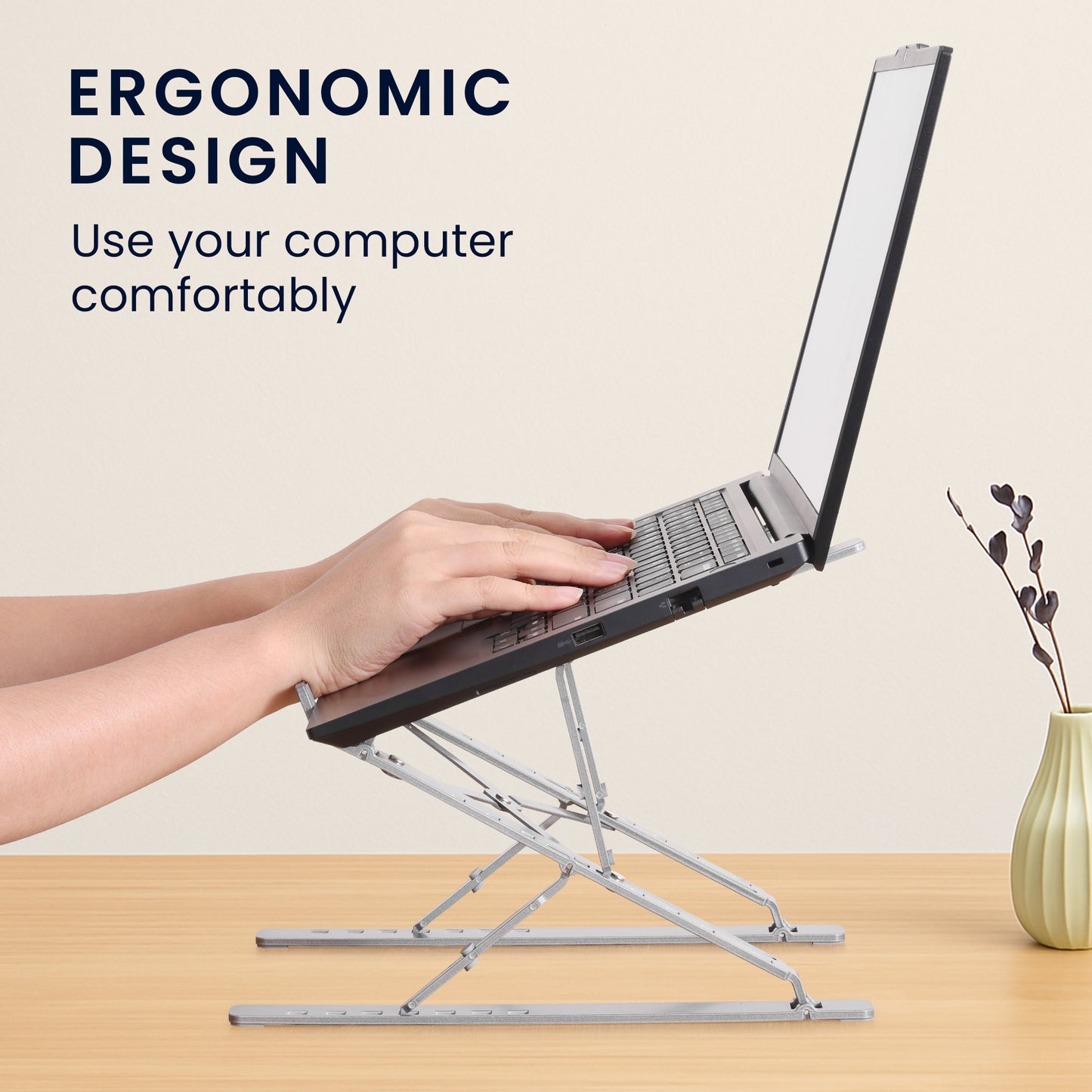 kwmobile Stand for PC and Tablet - Adjustable Laptop Holder - Compact Tablet Holder - Portable Laptop Stand