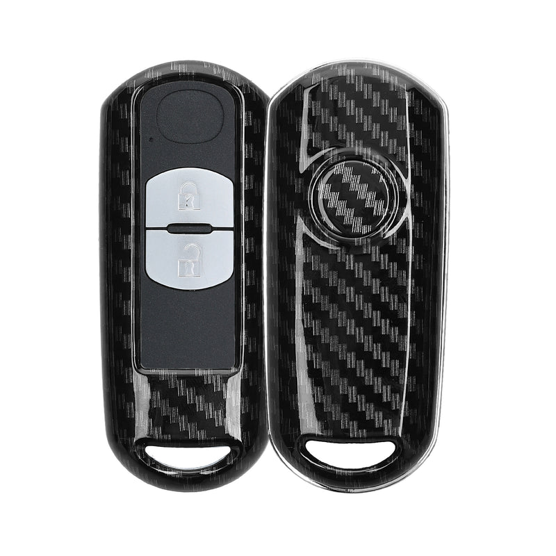 kwmobile Autoschlüssel Hülle kompatibel mit Mazda 2-Tasten Keyless Go Autoschlüssel - Hardcover Schutzhülle Schlüsselhülle Cover Carbon Schwarz Schwarz  [dsg01]