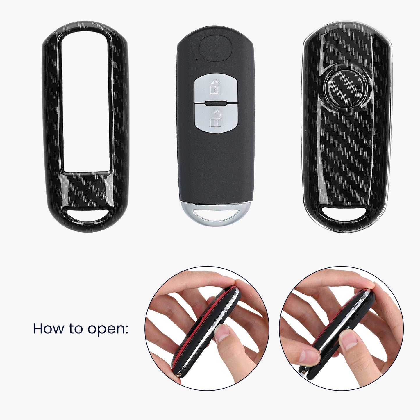 kwmobile Car Key Cover compatible with Mazda 2-Button Keyless Go Car Key Hard Case Protective Cover Key Fob Cover