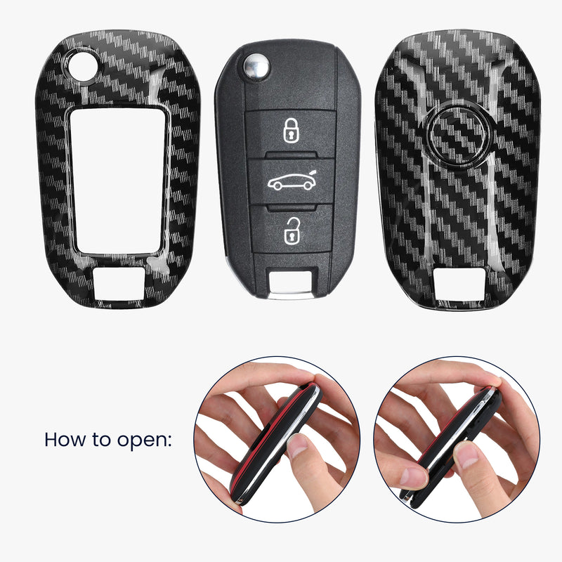 kwmobile Car Key Cover Compatible with Peugeot Citroen 3-Button Folding Car Key Hard Case Protective Cover Key Shell