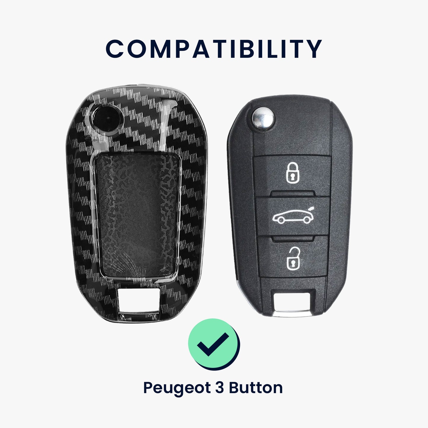 kwmobile Car Key Cover Compatible with Peugeot Citroen 3-Button Folding Car Key Hard Case Protective Cover Key Shell