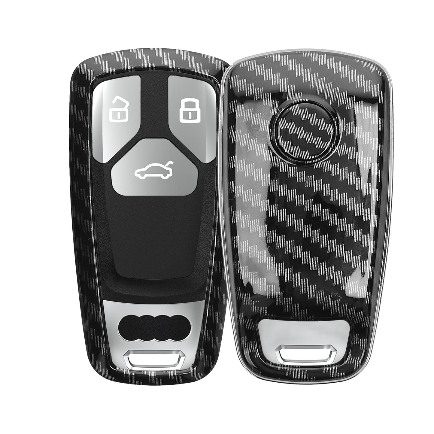 kwmobile Autoschlüssel Hülle kompatibel mit Audi 3-Tasten Smartkey Autoschlüssel (nur Keyless Go) - Hardcover Schutzhülle Schlüsselhülle Cover Carbon Schwarz Schwarz  [dsg01]