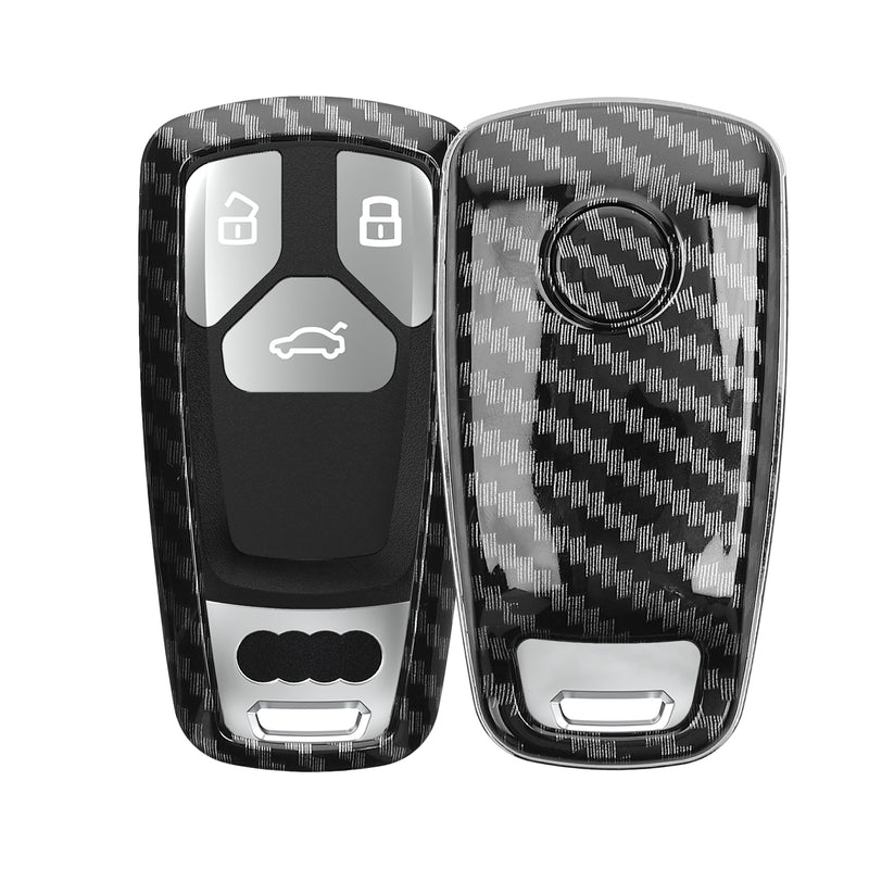 kwmobile Autoschlüssel Hülle kompatibel mit Audi 3-Tasten Smartkey Autoschlüssel (nur Keyless Go) - Hardcover Schutzhülle Schlüsselhülle Cover Carbon Schwarz Schwarz  [dsg01]