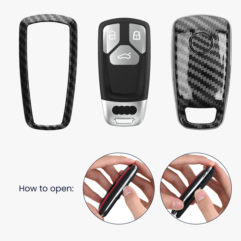 kwmobile Car Key Cover Compatible with Audi 3-Button Smart Key (Keyless Go Only) Hardcase Protective Cover