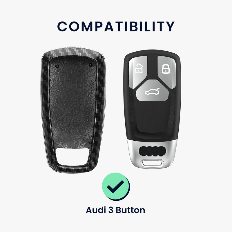 kwmobile Car Key Cover Compatible with Audi 3-Button Smart Key (Keyless Go Only) Hardcase Protective Cover