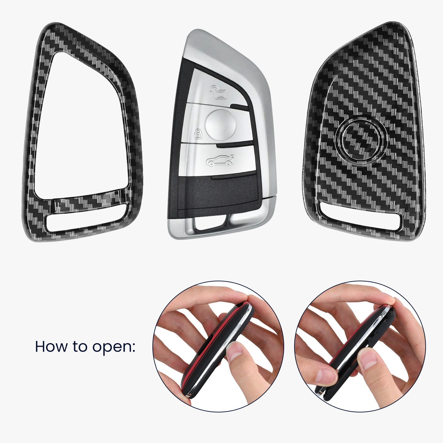 kwmobile Car Key Shell compatible with BMW 3-Button Smart Key Car Key Hard Case Protective Cover Key Fob Cover