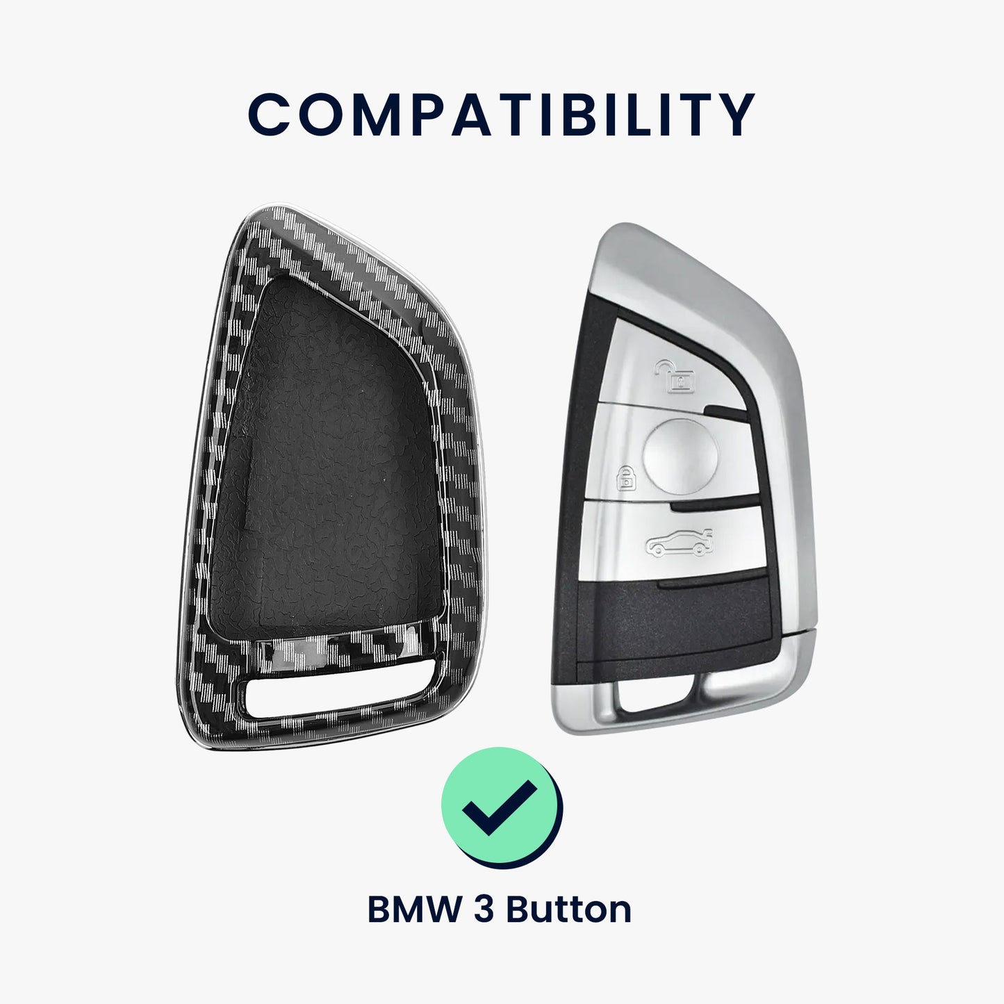 kwmobile Car Key Shell compatible with BMW 3-Button Smart Key Car Key Hard Case Protective Cover Key Fob Cover