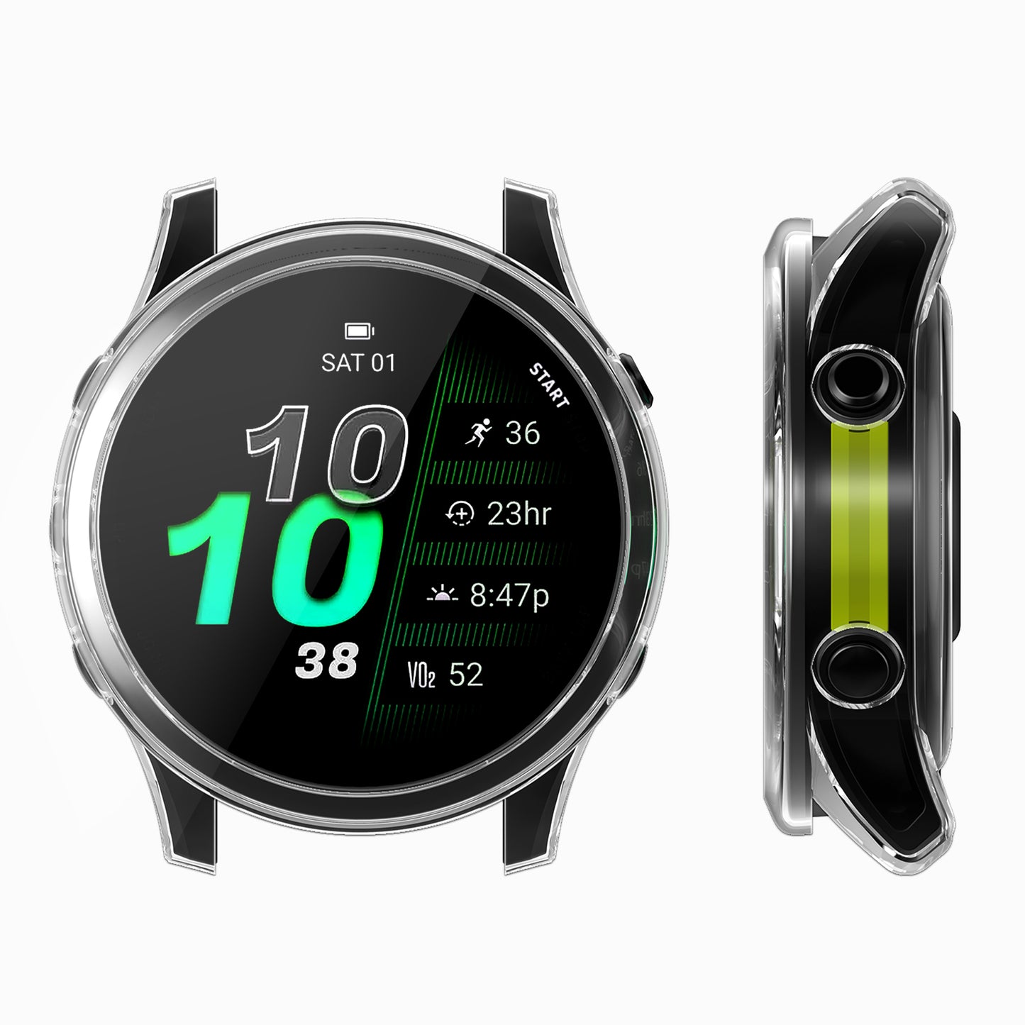 kwmobile 2x Sports Protective Case compatible with Garmin Forerunner 970 47mm Cover Case without Tracker