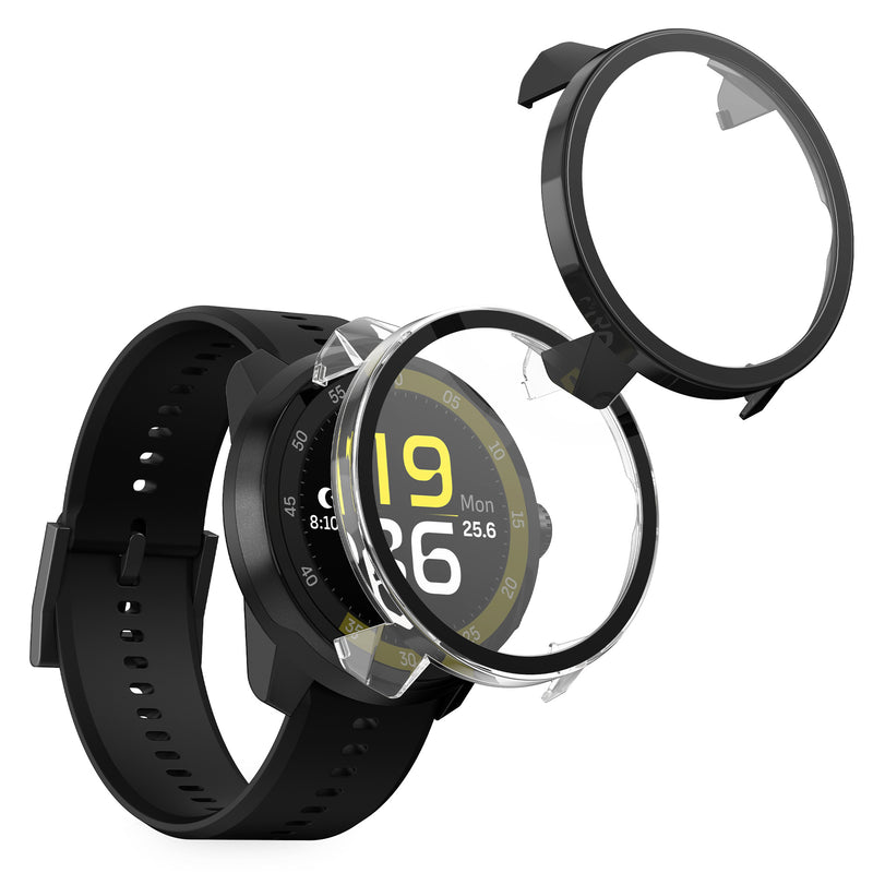 kwmobile 2x Cover kompatibel mit Suunto Run GPS Hülle - Fullbody Fitnesstracker Case Set aus Glas - Schwarz Transparent Schwarz  [dsg01]