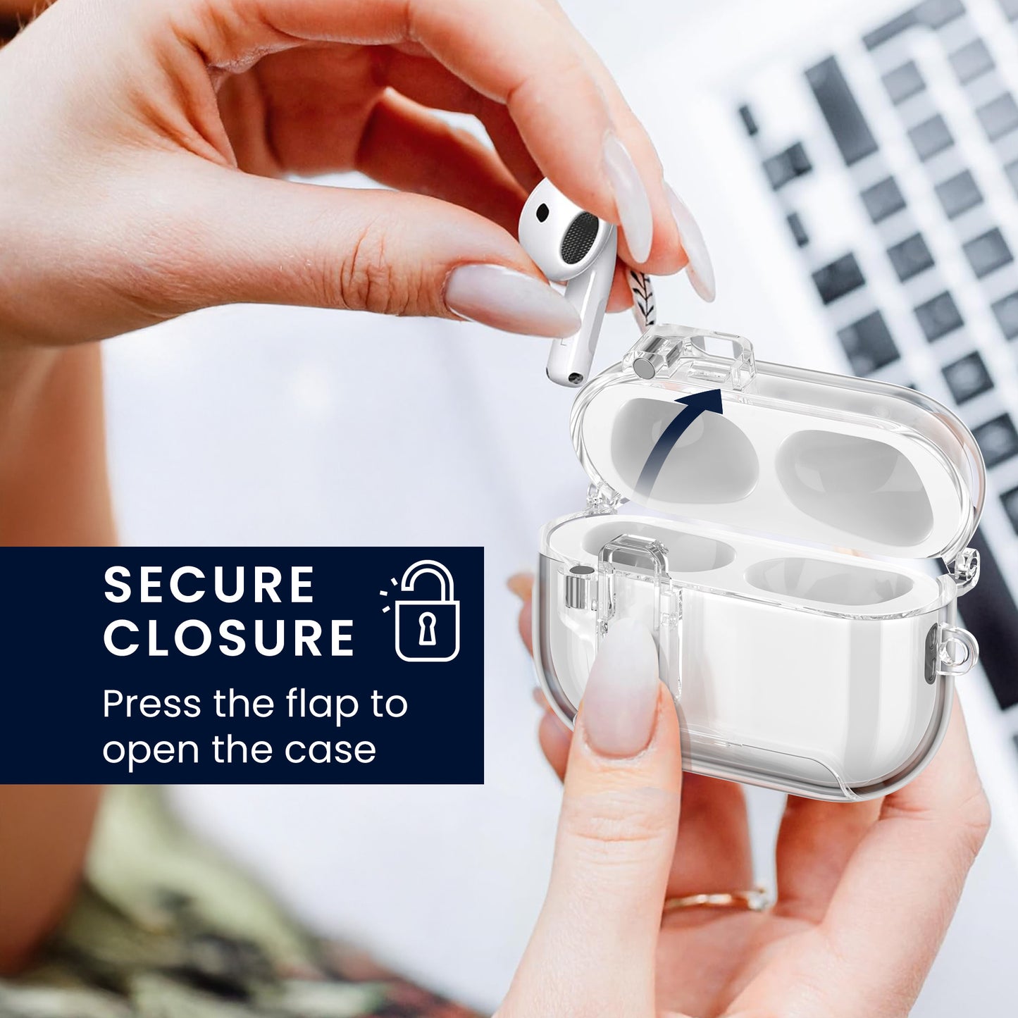 kwmobile Headphone Case compatible with Apple AirPods Pro 2 / Pro 1, Cover with Stand Function and Security Clasp