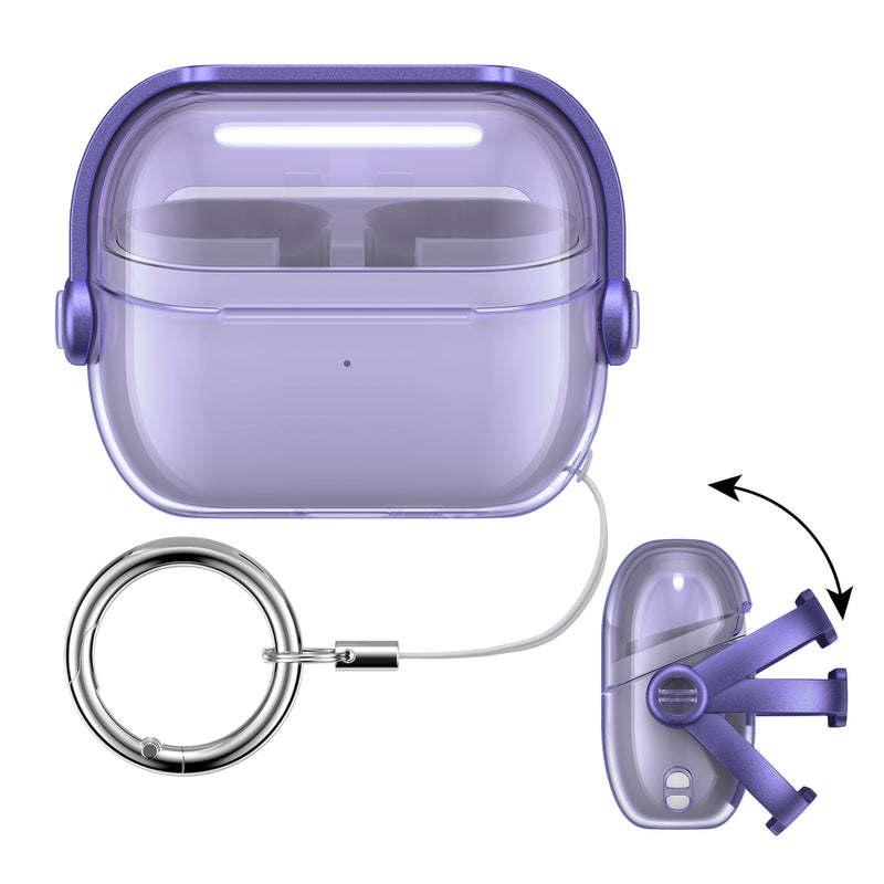 kwmobile transparentes Kopfhörer Case kompatibel mit Samsung Galaxy Buds 3 / Galaxy Buds 3 Pro Hülle - Headphones TPU Cover mit Sicherheitsverschluss - Lavendel Transparent Lavendel  [dsg03]