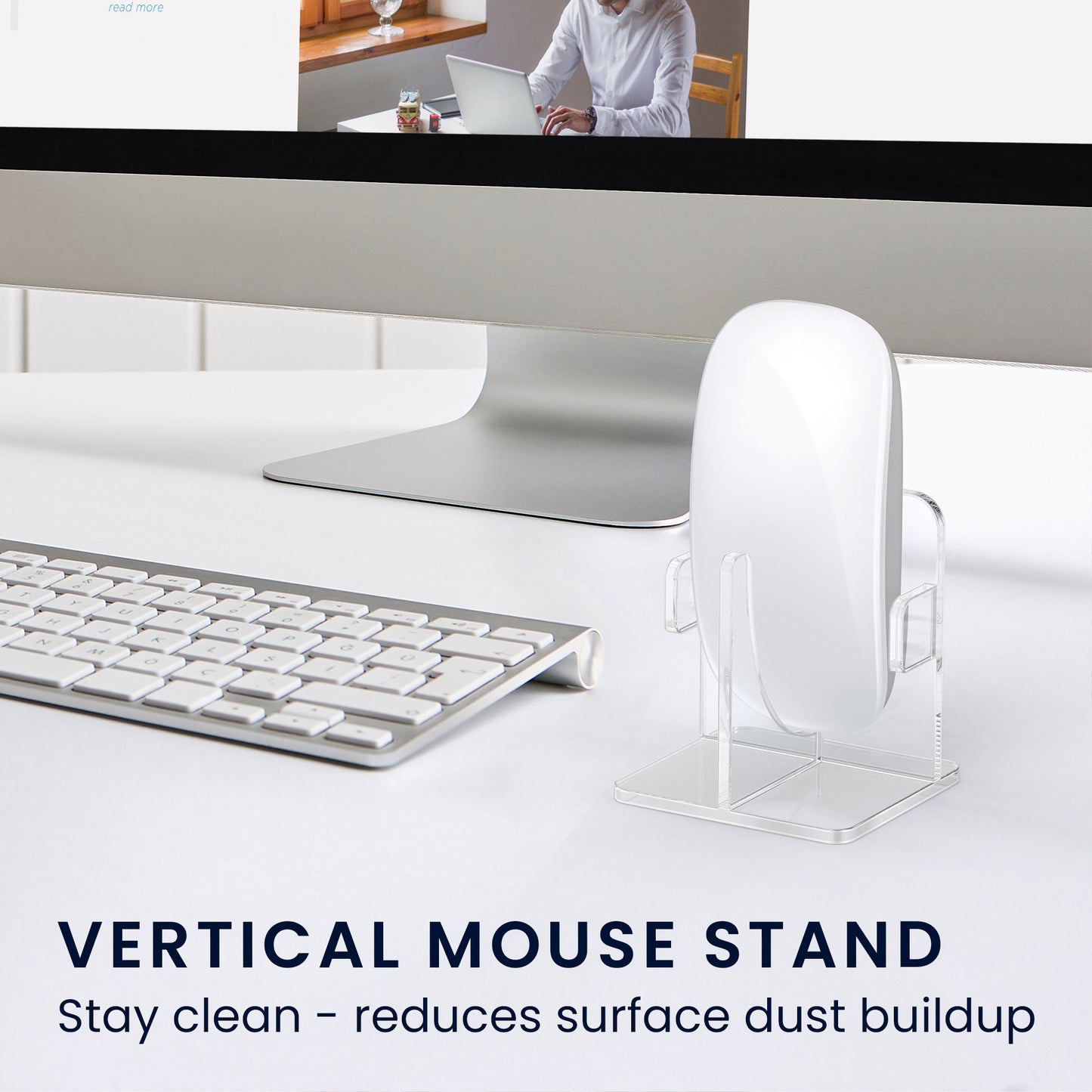 kwmobile Mouse Holder compatible with Apple Magic Mouse 1 / Magic Mouse 2 / Logitech Pebble Wireless Stand - Mouse Display Stand with Anti-Slip Feet