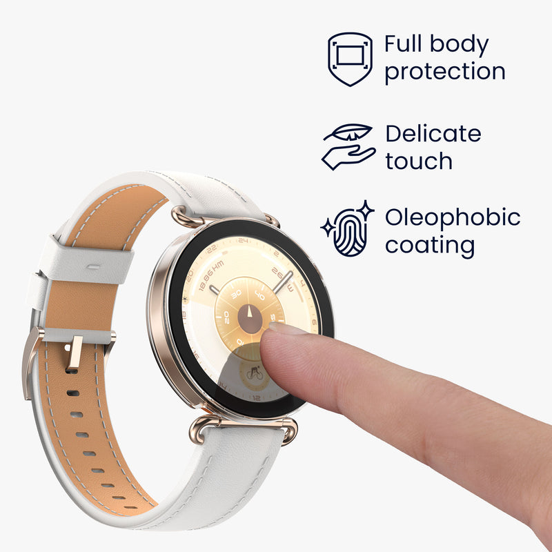 kwmobile Glass Case for Huawei Watch GT6 41mm Protective Full-Body Fitness Tracker Case Set