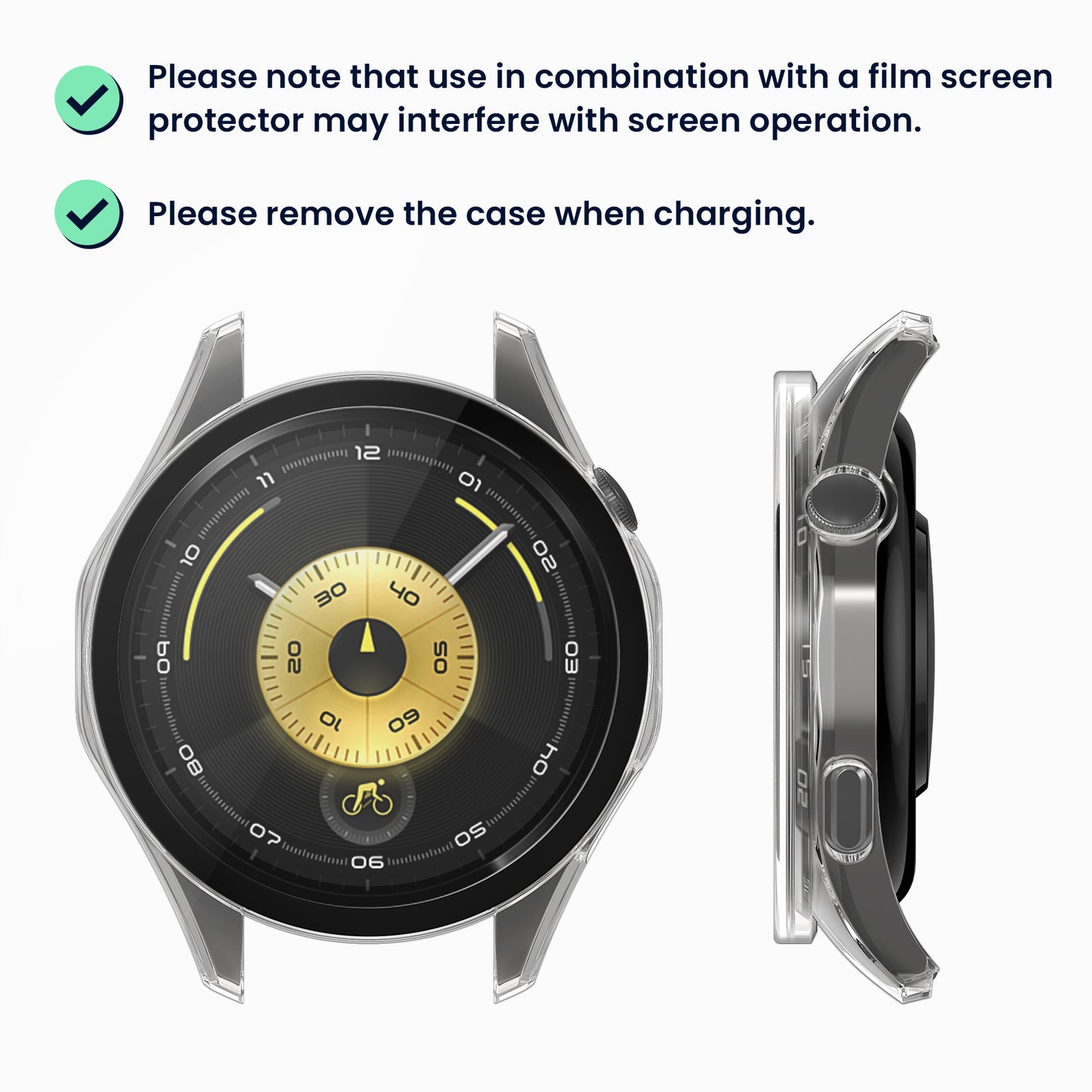 kwmobile Glass Case for Huawei Watch GT6 46mm Protective Cover Full-Body Fitness Tracker Case Set