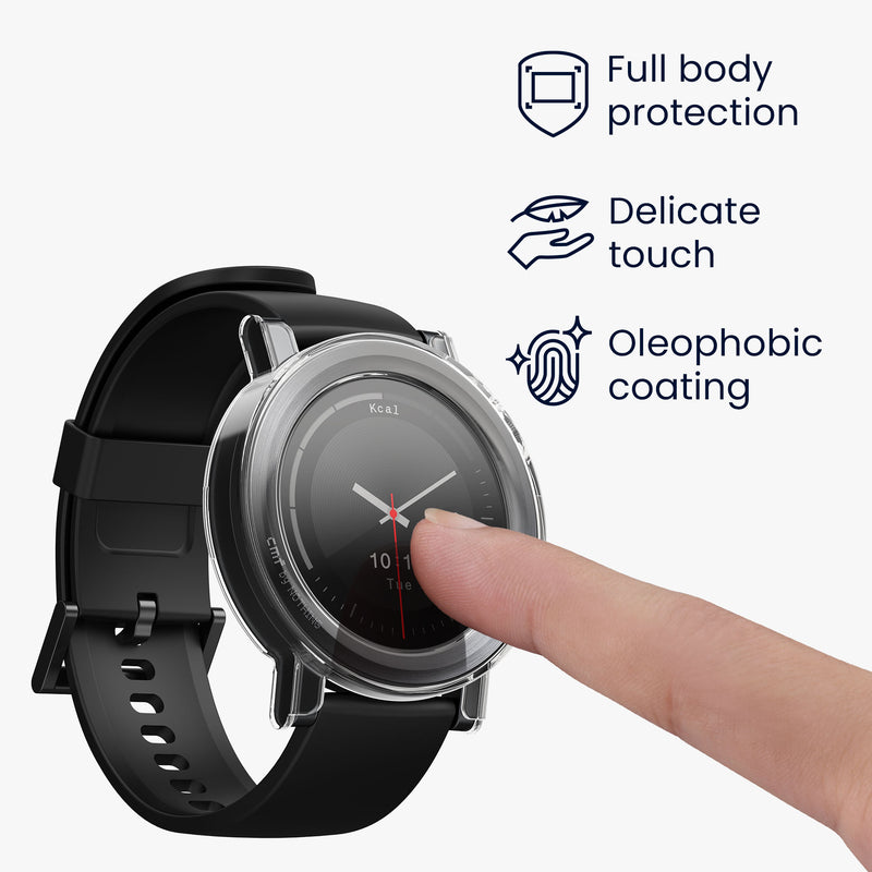 kwmobile Glass Case for CMF Watch 3 Pro Protective Cover Fullbody Fitness Tracker Case Set