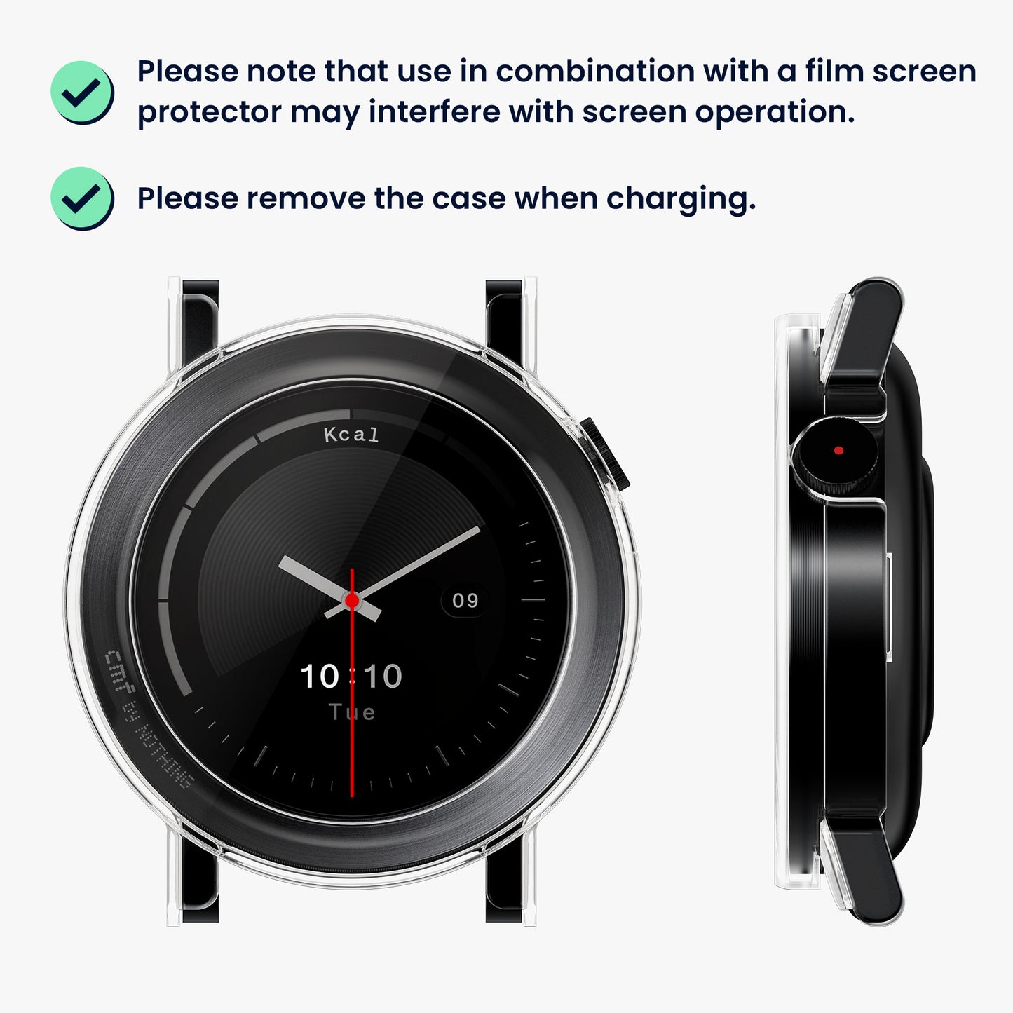 kwmobile Glass Case for CMF Watch 3 Pro Protective Cover Fullbody Fitness Tracker Case Set