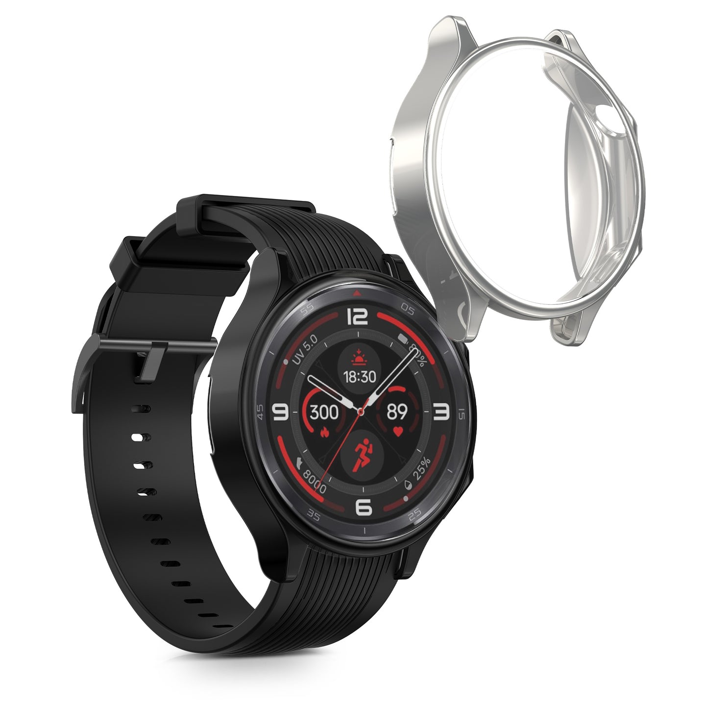kwmobile Protective Case for OnePlus Watch 3 / Oppo Watch X2 Fullbody Display Cover Set