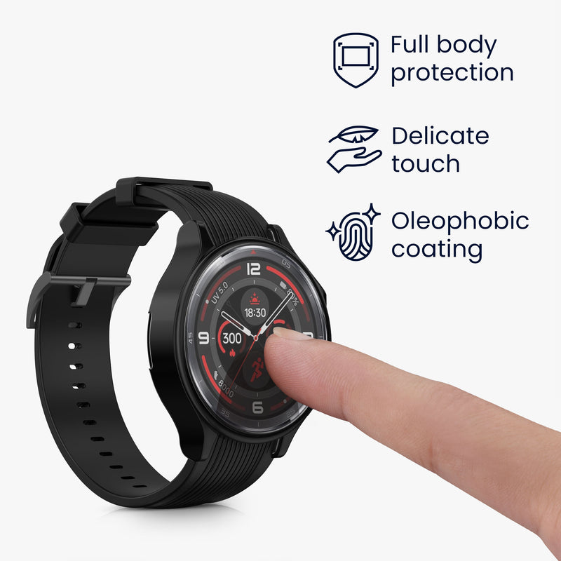 kwmobile Protective Case for OnePlus Watch 3 / Oppo Watch X2 Fullbody Display Cover Set