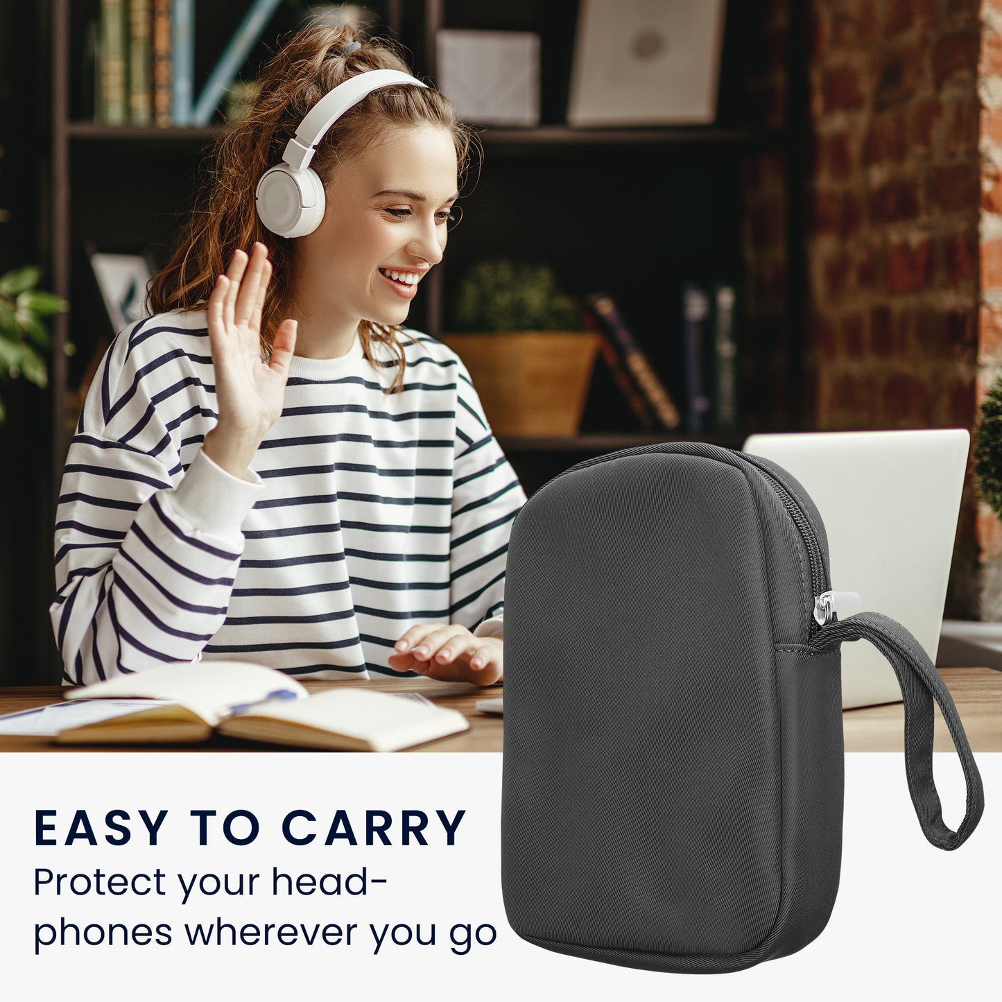 kwmobile Headphone Case for Over-Ear Headphones compatible with Sony WH-CH520 / WH-CH510 / MDR-ZX110 Case - Headphone Cover with Zipper