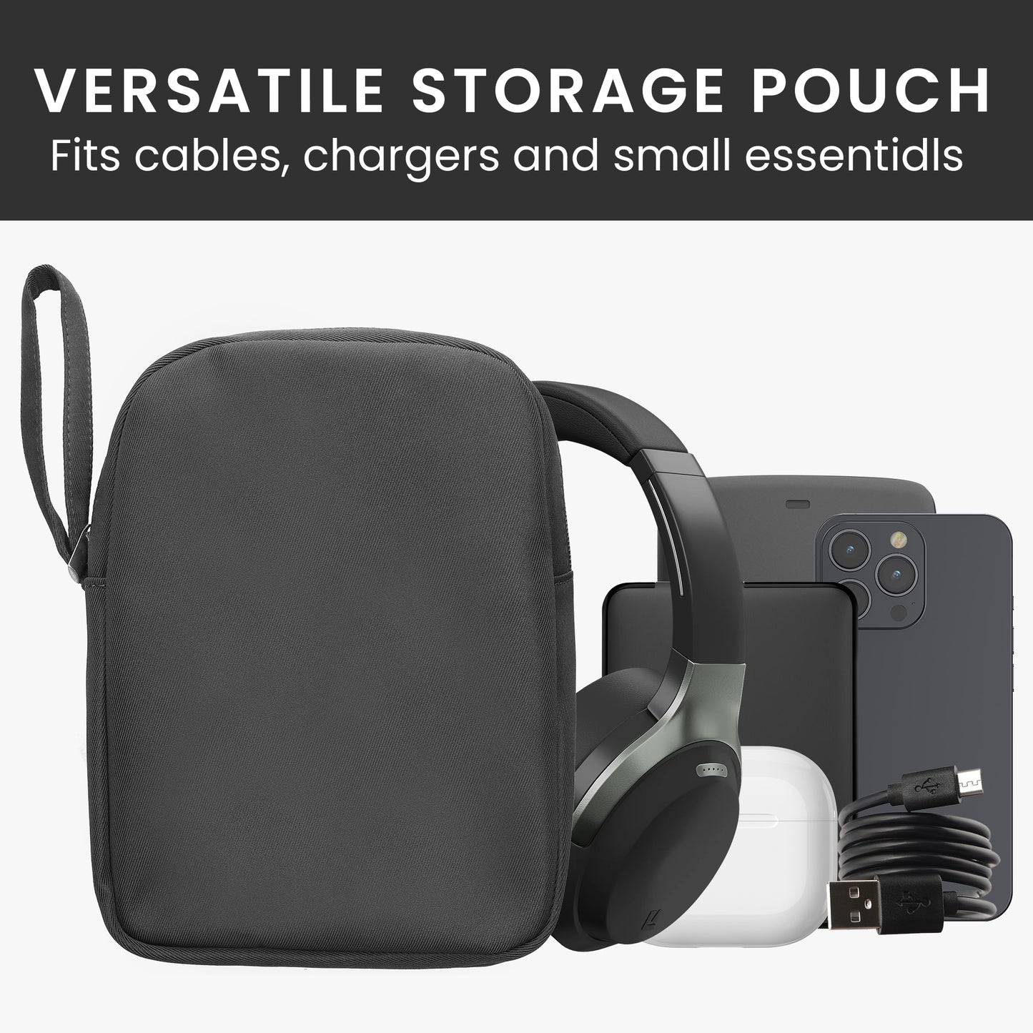 kwmobile Headphone Case for Over-Ear Headphones compatible with Headset / Overear Headphone Case - Headphone Cover with Zipper
