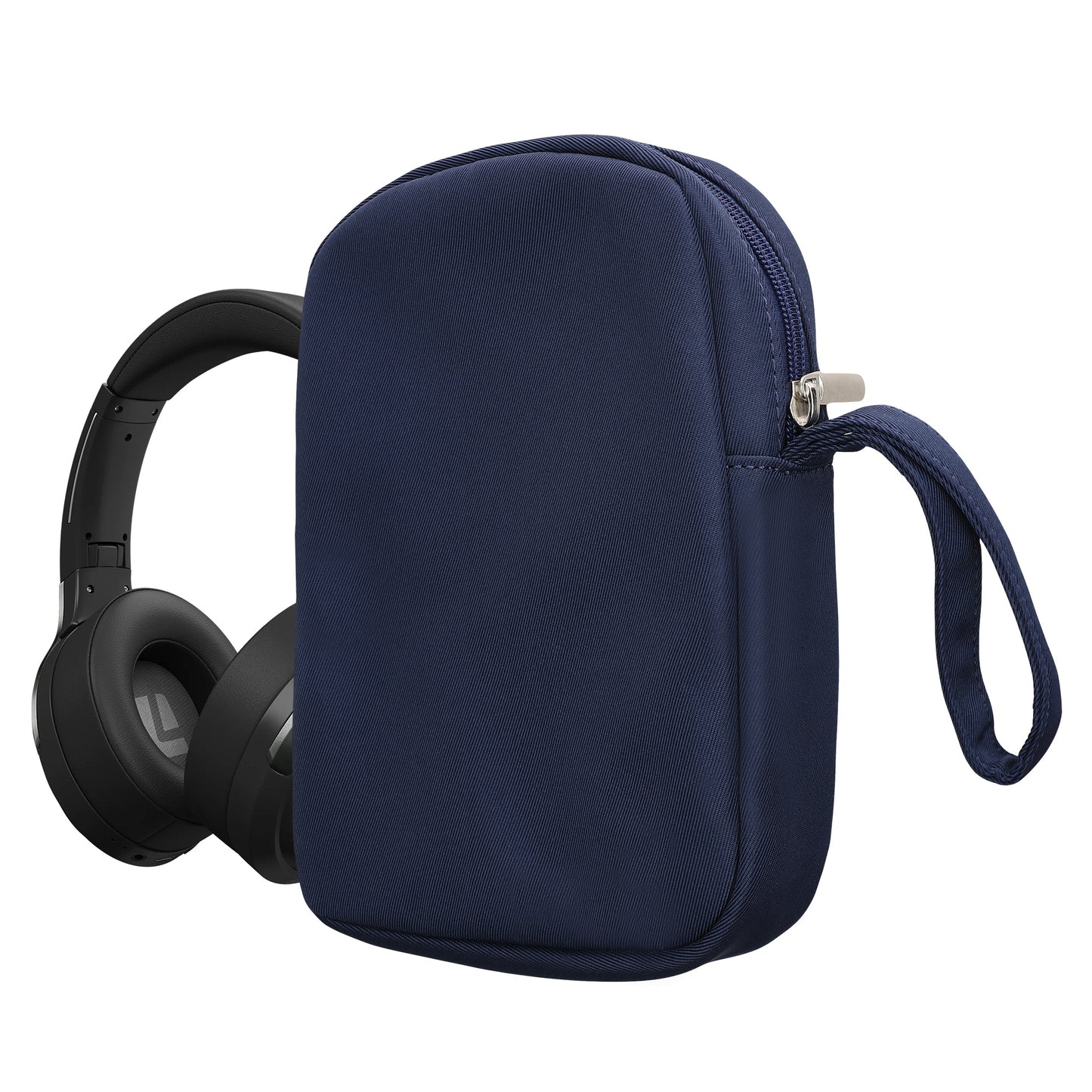 kwmobile Kopfhörer Tasche für Over Ear Headphones kompatibel mit Headset / Overear headphone Case - Kopfhörer Hülle mit Reißverschluss - Dunkelblau Dunkelblau  