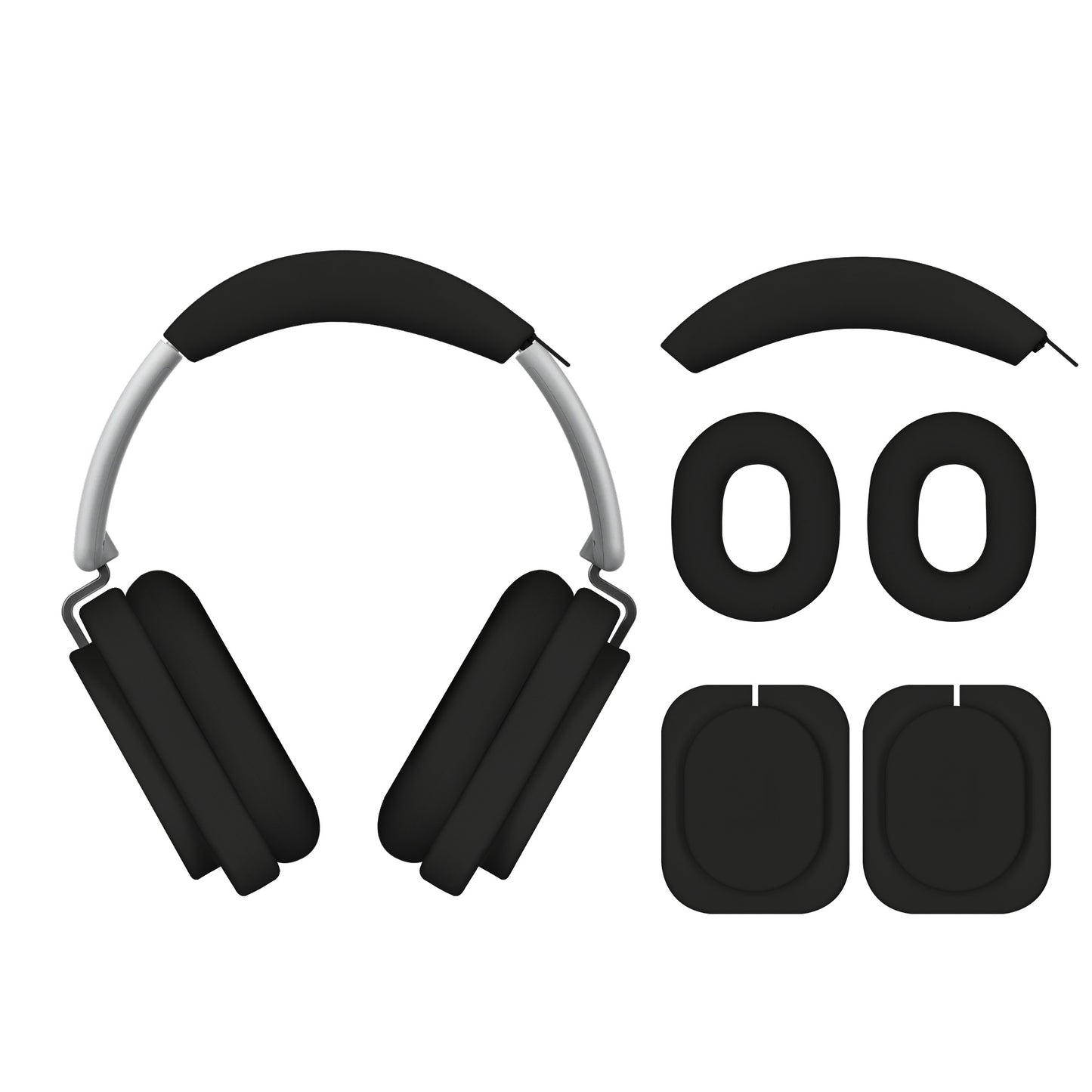 kwmobile 3in1 Kopfhörer Case für Over Ear Headphones kompatibel mit Nothing Headphone (1) Hülle - 360° Silikon Schutzhülle für Ohrhörer - Schwarz Schwarz  