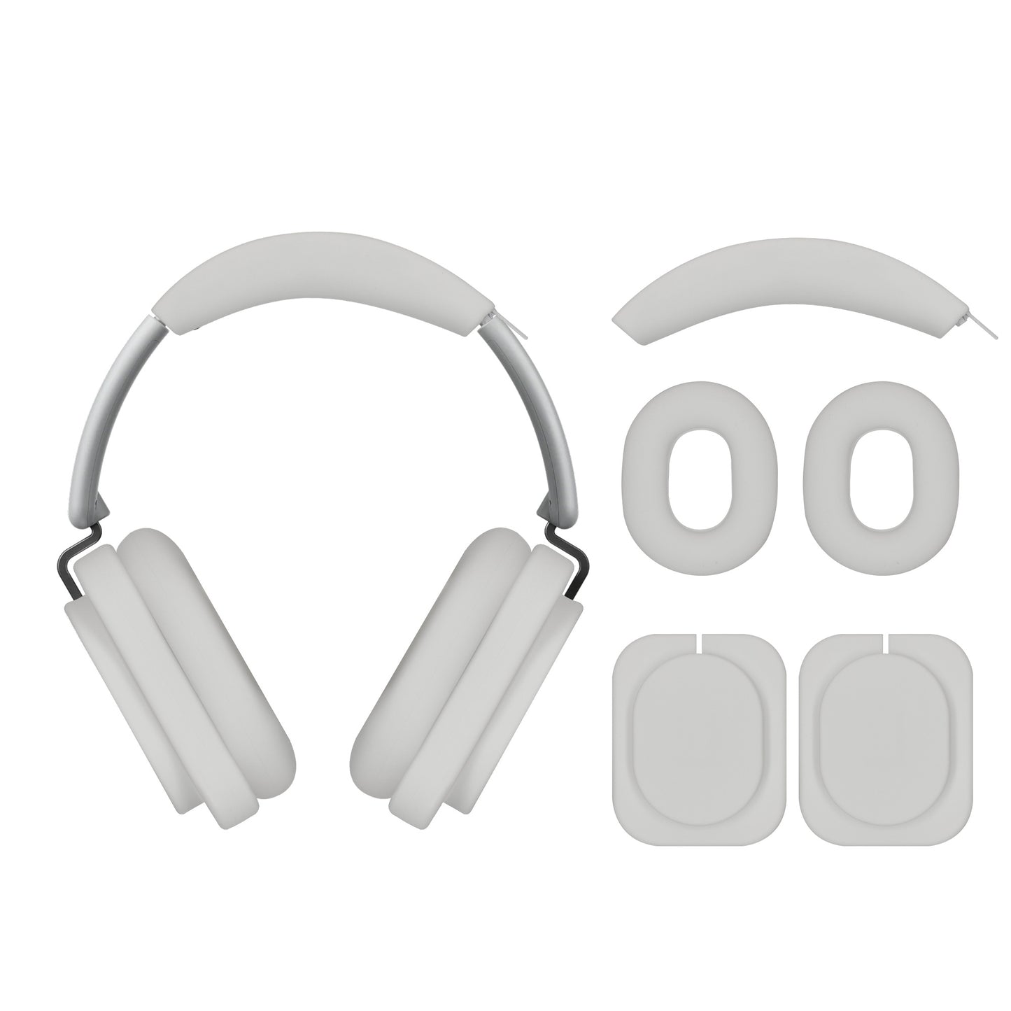 kwmobile 3in1 Kopfhörer Case für Over Ear Headphones kompatibel mit Nothing Headphone (1) Hülle - 360° Silikon Schutzhülle für Ohrhörer - Weiß Weiß  