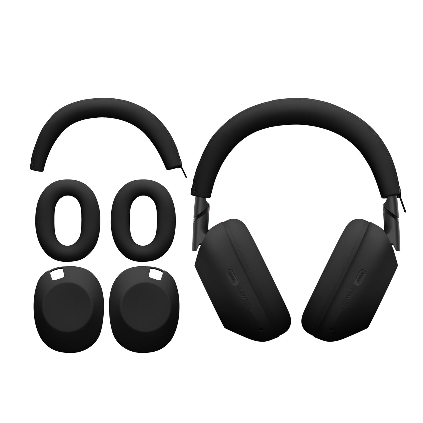 kwmobile 3in1 Headphone Case for Over-Ear Headphones compatible with Sony WH-1000XM6 Cover