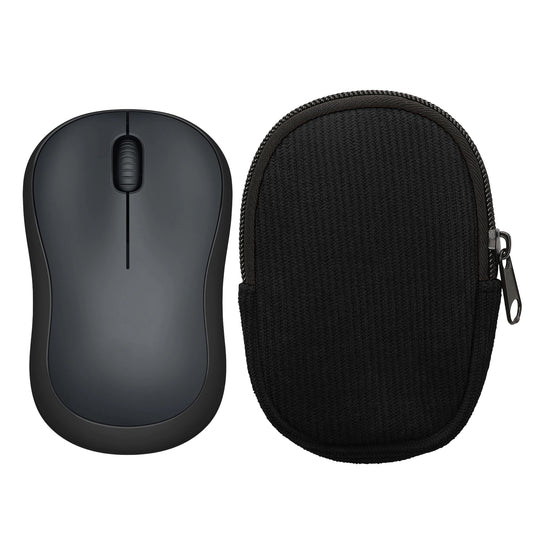kwmobile Maus Tasche kompatibel mit Logitech M220 SILENT / M235 / M185 Hülle - Case für Bluetooth Maus aus robustem Cord und Neopren Stoff - Schwarz Schwarz  