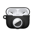 kwmobile 2-in1 Hülle kompatibel mit Apple Airpods Pro 3 - Kopfhörer Case kompatibel mit Airtag - Weiches Silikon Cover - Schutzhülle mit Karabiner - Schwarz Schwarz  
