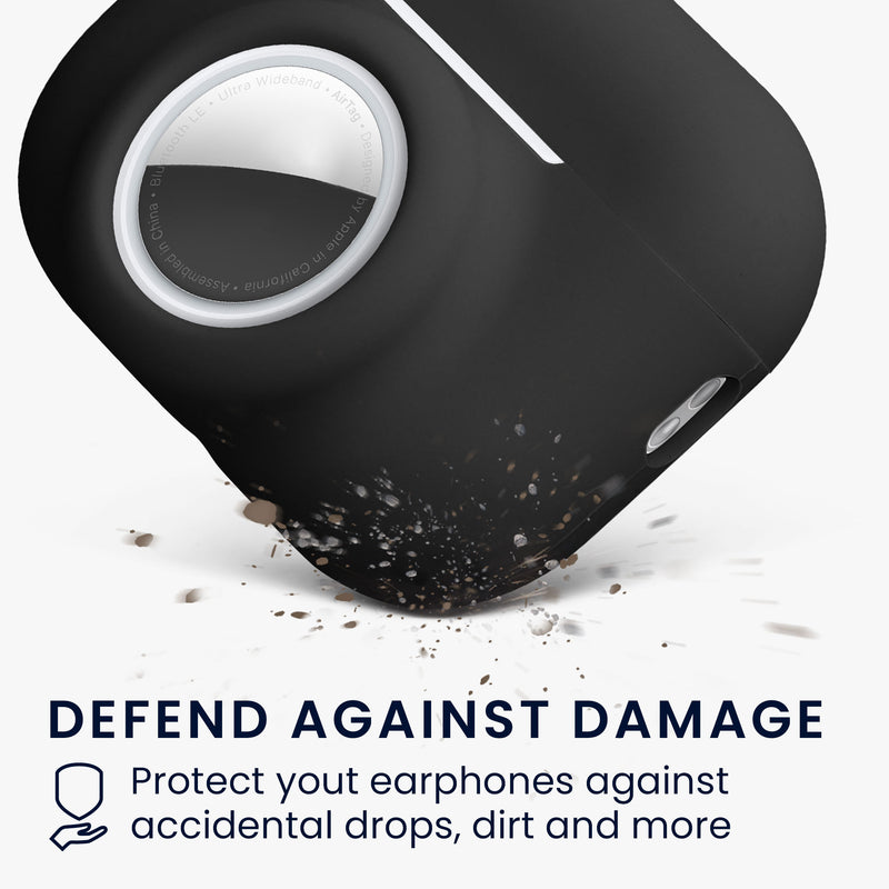kwmobile 2-in-1 Case Compatible with Apple Airpods Pro 3 - Headphone Case Compatible with Airtag - Protective Cover with Carabiner