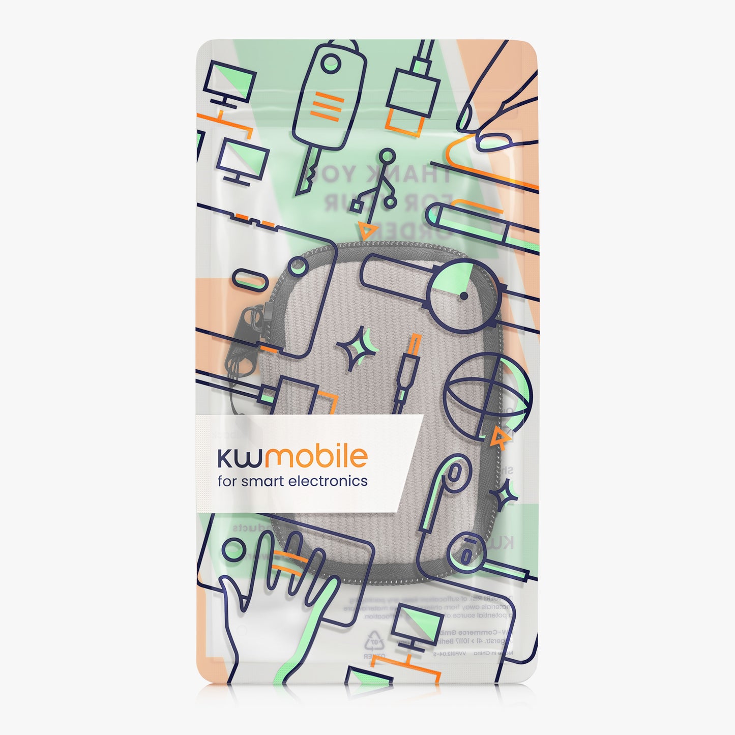 kwmobile In-Ear Headphone Case compatible with in-ear Headphones Cover - Cord Cover Case - 6 x 9 cm Inner Dimensions - Pouch