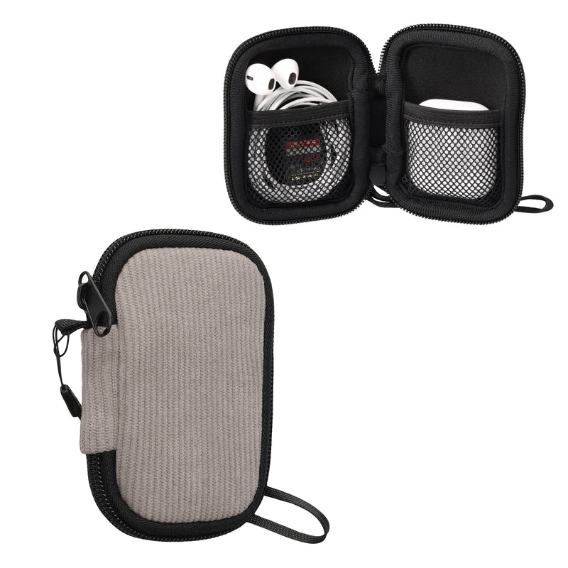kwmobile In-Ear Kopfhörer Tasche kompatibel mit in-ear Headphones Hülle - Cord Cover Case - 6 x 9 cm Innenmaße - Etui in Grau Grau  