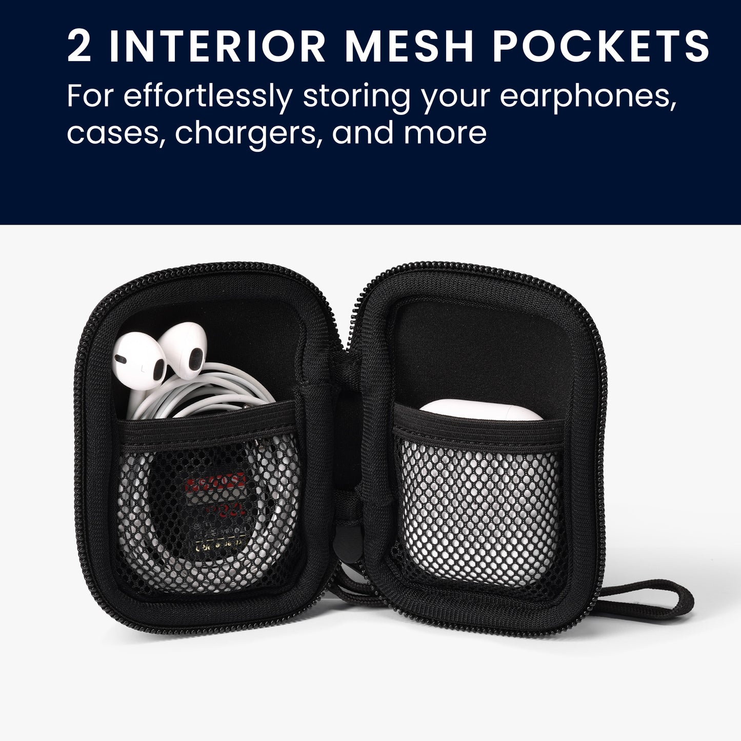 kwmobile In-Ear Headphone Case compatible with in-ear Headphones Cover - Cord Cover Case - 6 x 9 cm Inner Dimensions - Pouch