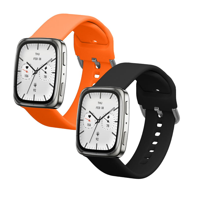 kwmobile Silikon Uhrenarmband für Garmin 20mm Amazfit Active 2 Square / Amazfit Active 2 Armband - Ersatzarmband für Fitnesstracker - Wechselarmband Smartwatch - Schwarz Orange Schwarz  [dsg01]
