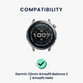 kwmobile Bracelet compatible with Garmin 22mm Amazfit Balance 2 / Amazfit Helio Fitness Tracker Sports Strap Band Inner dimensions from 14 - 22 cm