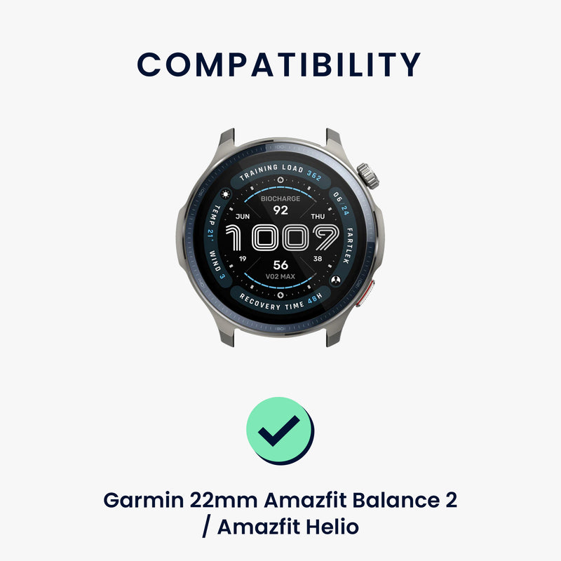 kwmobile Bracelet compatible with Garmin 22mm Amazfit Balance 2 / Amazfit Helio Fitness Tracker Sports Strap Band Inner dimensions from 14 - 22 cm