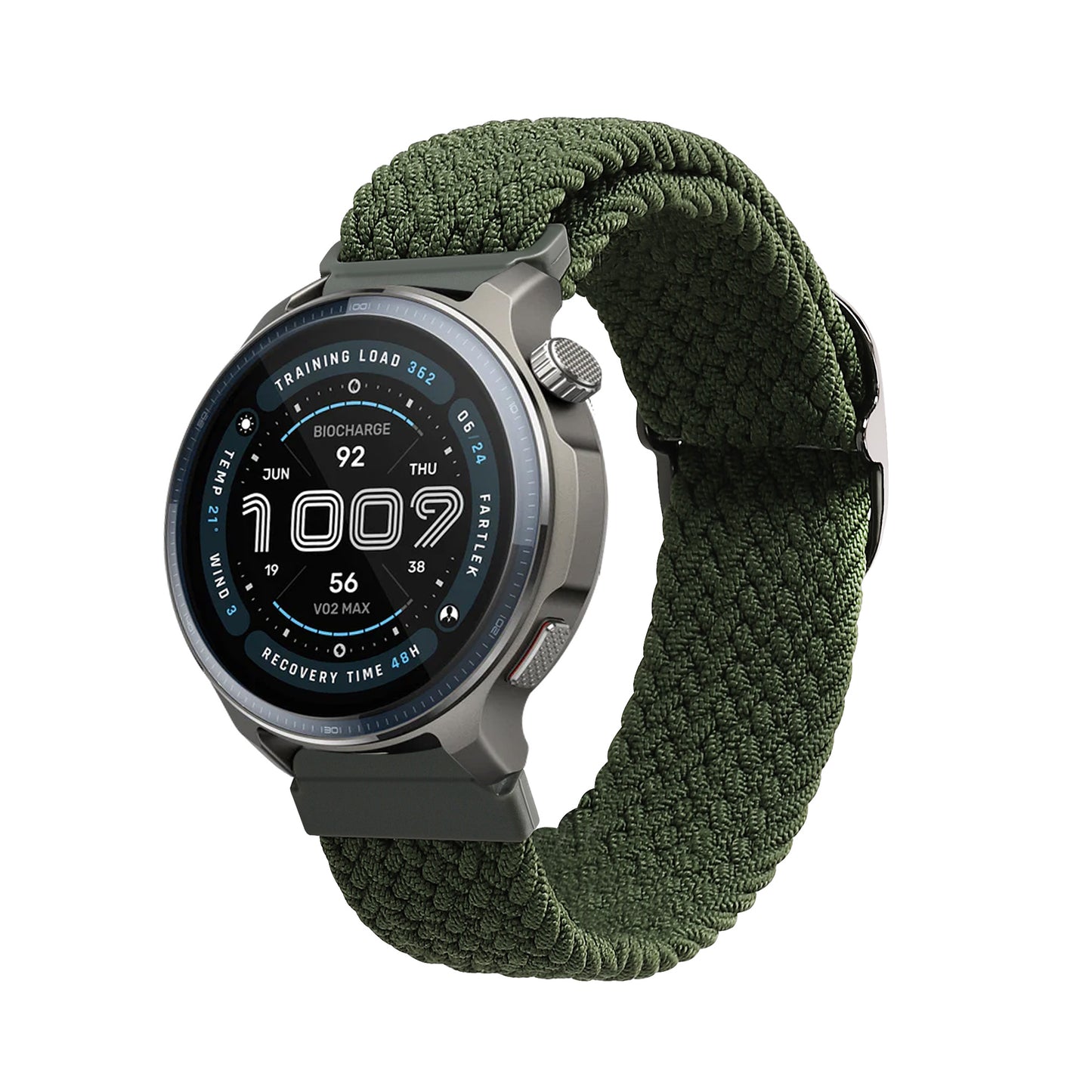 kwmobile Armband kompatibel mit Garmin 22mm Amazfit Balance 2 / Amazfit Helio - Nylon Fitnesstracker Sportarmband Band in Dunkelgrün - Innenmaße von 14 - 22 cm Dunkelgrün  