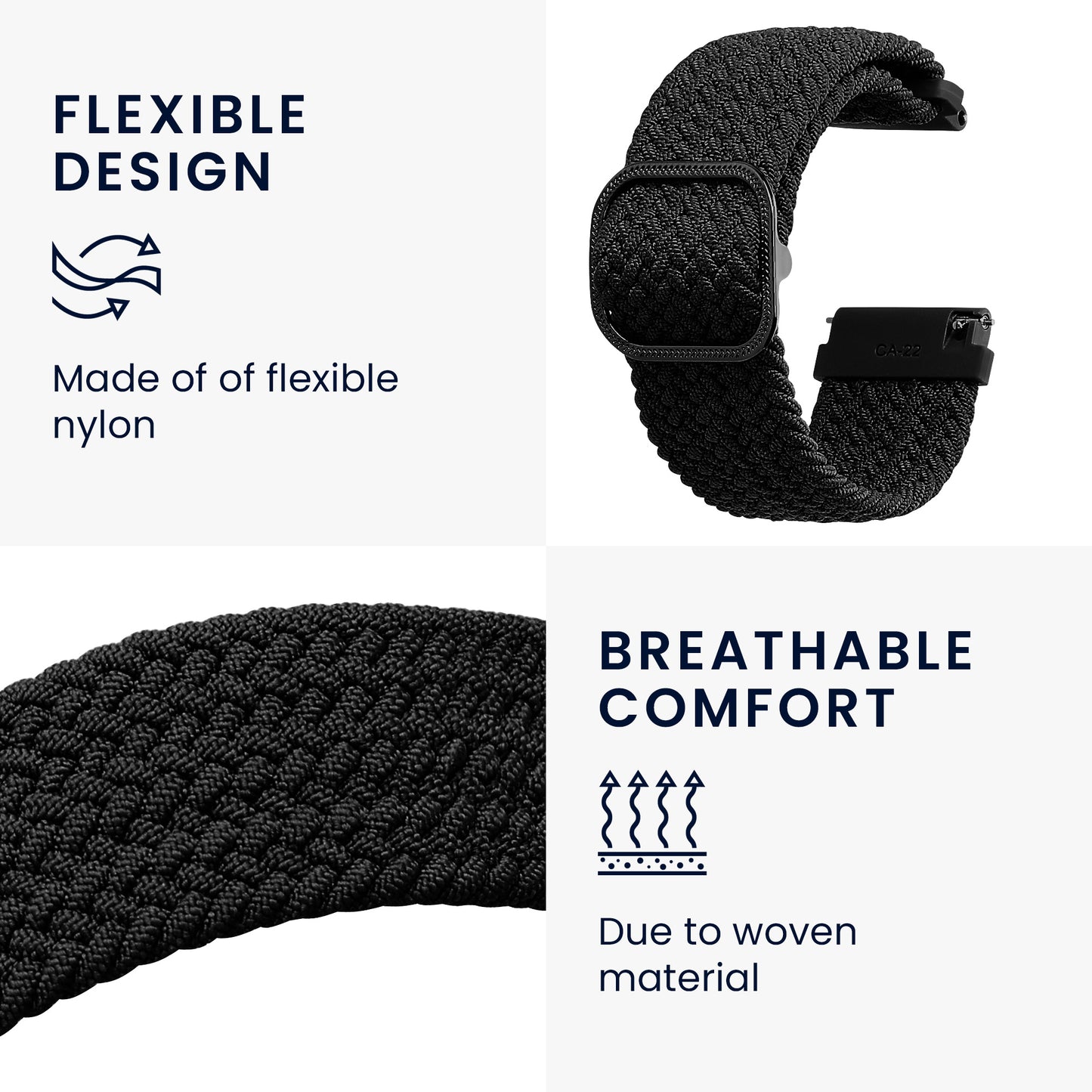 kwmobile Strap compatible with Garmin 20mm Amazfit Active 2 Square / Amazfit Active 2 Fitness Tracker Sports Strap Band