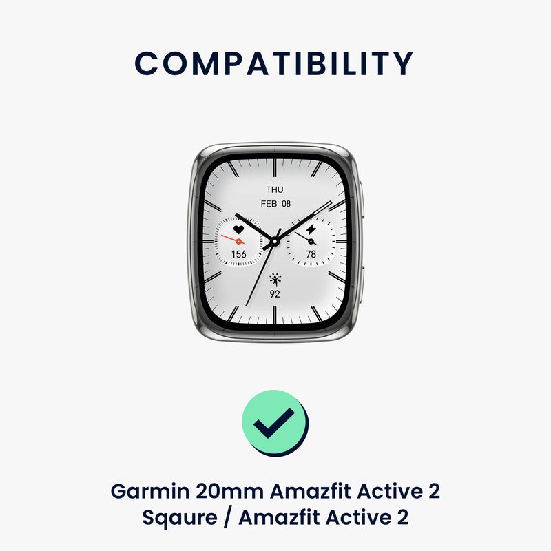 kwmobile Strap compatible with Garmin 20mm Amazfit Active 2 Square / Amazfit Active 2 Fitness Tracker Sports Strap Band